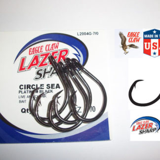 Eagle Claw CIRCLE SEA Hooks – Pack of 5 – Sizes 6/0 to 13/0 – L2004 Lazer  Sharp – Lym Tackle